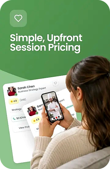 Simple, upfront session pricing – woman on a video call with a chef through the Seeible app