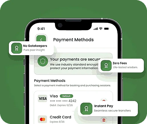 Seeible payment methods screen with secure payments